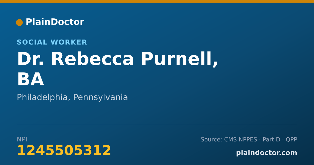 Shareable card for Rebecca Purnell, BA - Social Worker, Philadelphia, PA