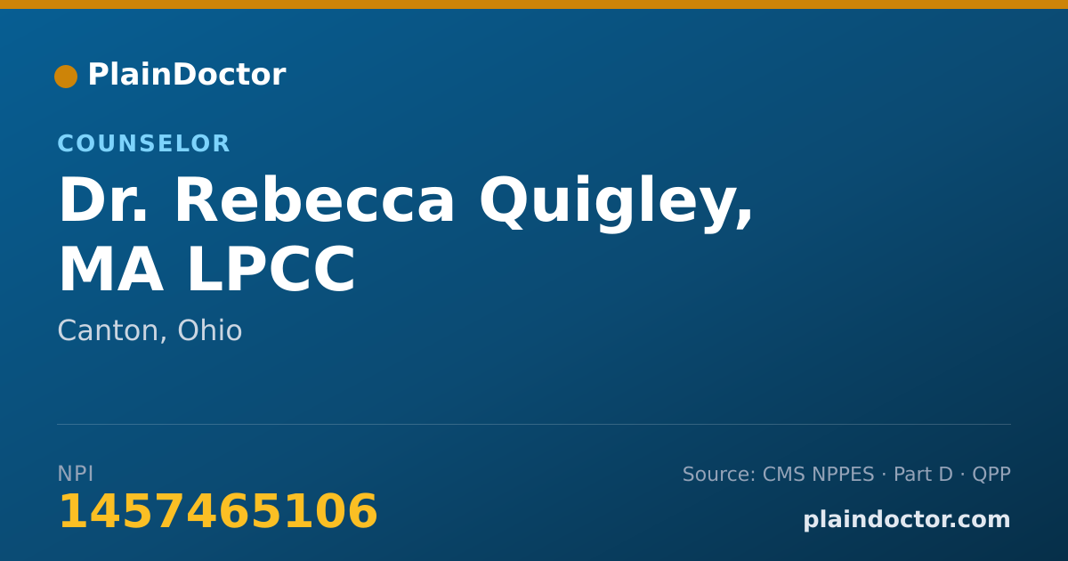 Shareable card for Rebecca Quigley, MA LPCC - Counselor, Canton, OH