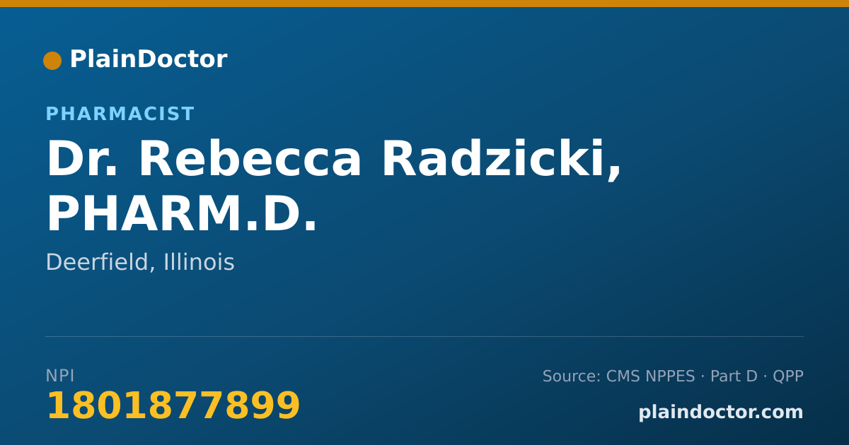 Shareable card for Rebecca Radzicki, PHARM.D. - Pharmacist, Deerfield, IL