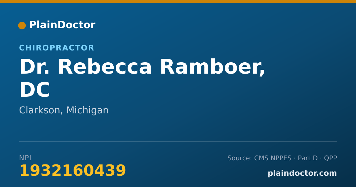 Shareable card for Rebecca Ramboer, DC - Chiropractor, Clarkson, MI