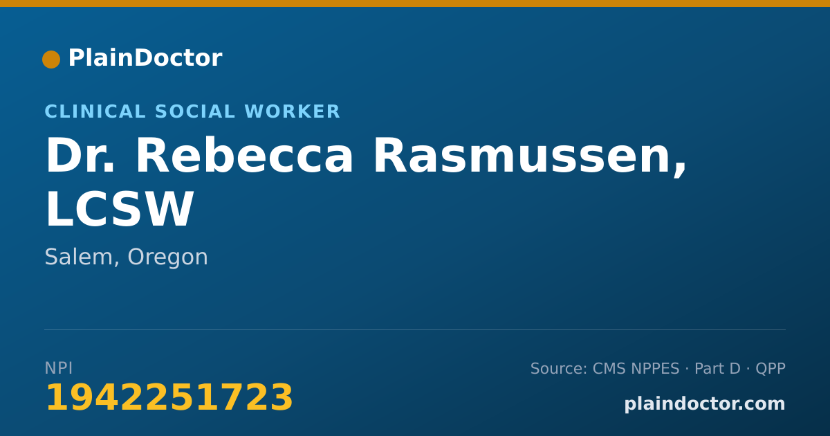 Shareable card for Rebecca Rasmussen, LCSW - Clinical Social Worker, Salem, OR