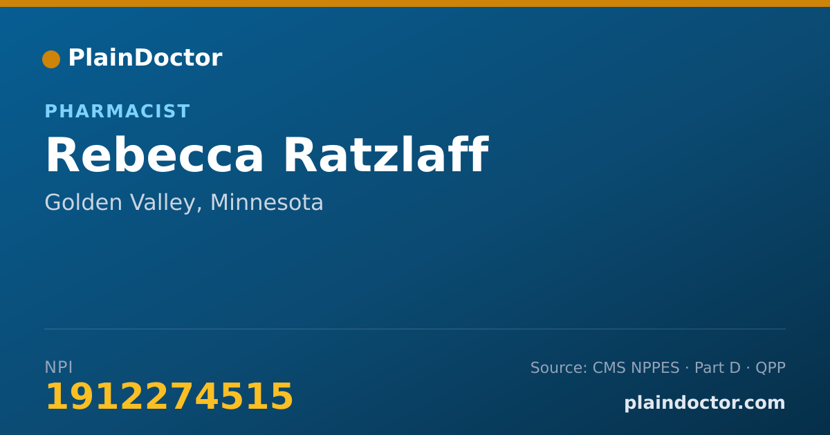 Shareable card for Rebecca Ratzlaff - Pharmacist, Golden Valley, MN