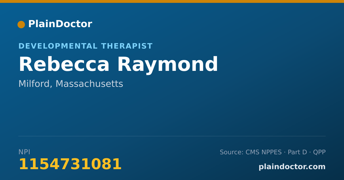 Shareable card for Rebecca Raymond - Developmental Therapist, Milford, MA