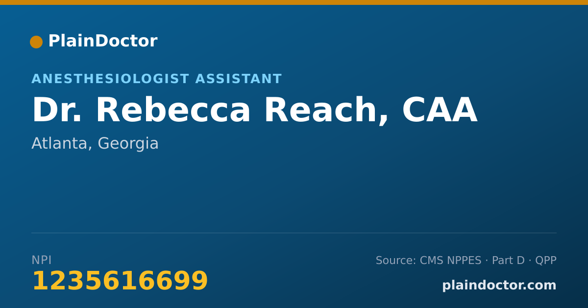 Shareable card for Rebecca Reach, CAA - Anesthesiologist Assistant, Atlanta, GA
