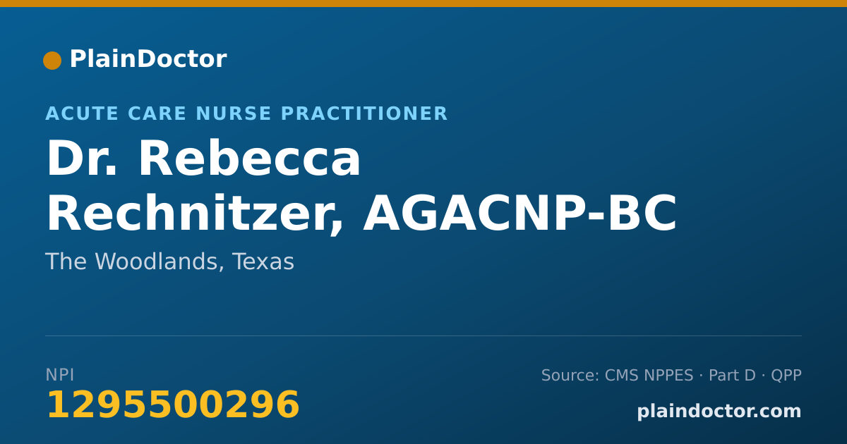 Shareable card for Rebecca Rechnitzer, AGACNP-BC - Acute Care Nurse Practitioner, The Woodlands, TX
