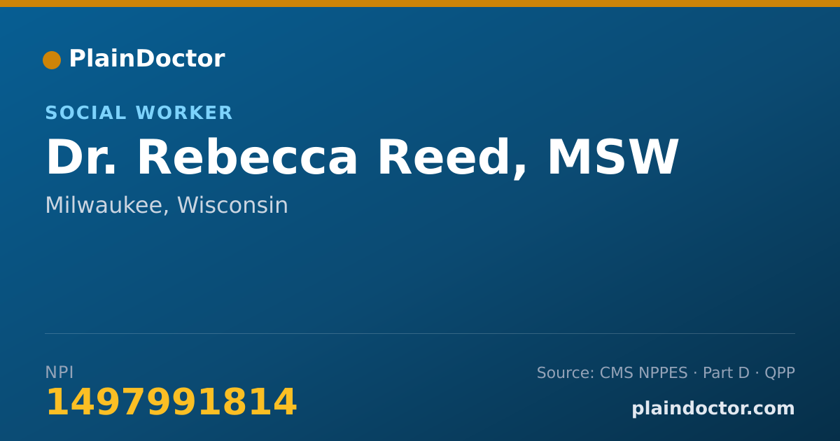 Shareable card for Rebecca Reed, MSW - Social Worker, Milwaukee, WI