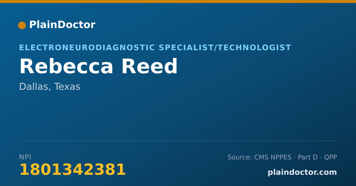 Shareable card for Rebecca Reed - Electroneurodiagnostic Specialist/Technologist, Dallas, TX