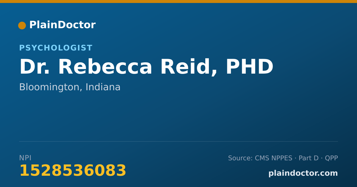 Shareable card for Rebecca Reid, PHD - Psychologist, Bloomington, IN