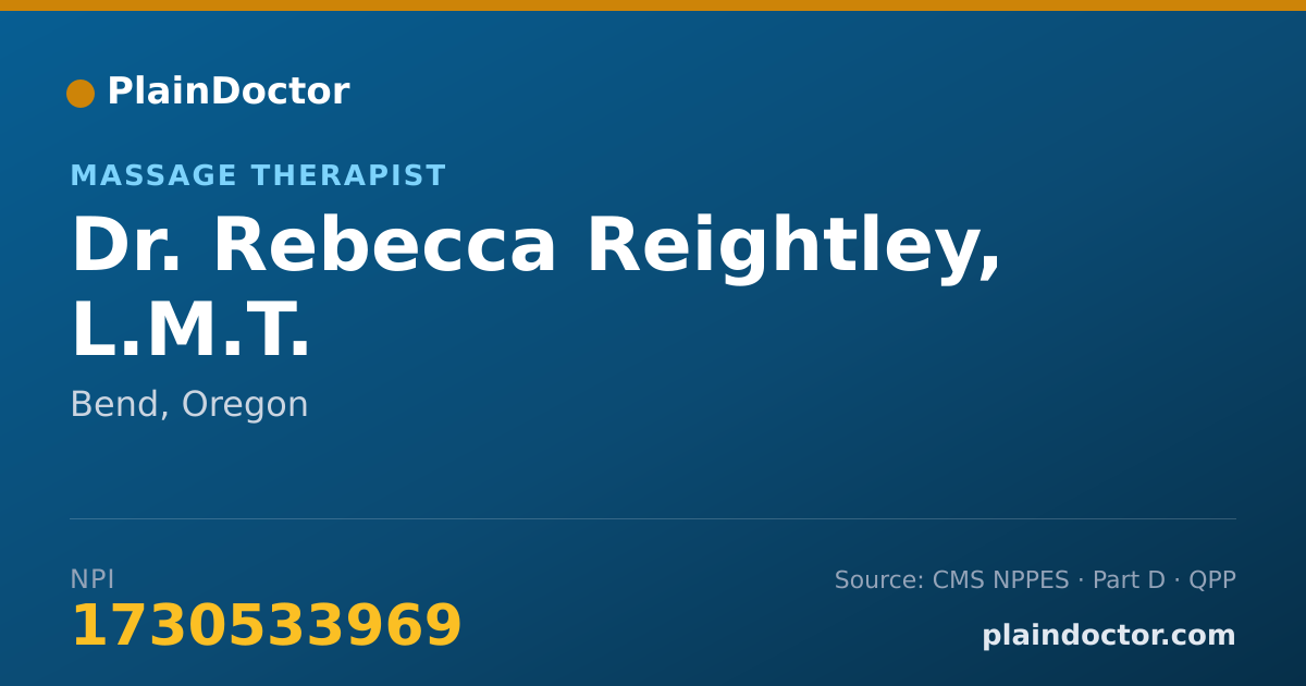 Shareable card for Rebecca Reightley, L.M.T. - Massage Therapist, Bend, OR