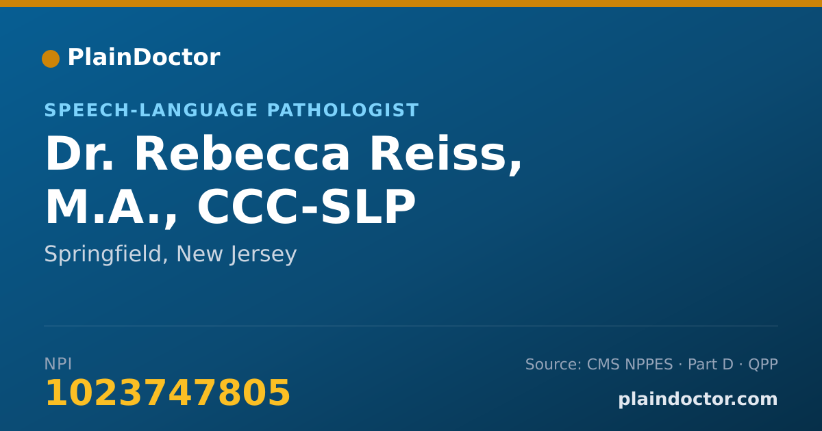 Shareable card for Rebecca Reiss, M.A., CCC-SLP - Speech-Language Pathologist, Springfield, NJ