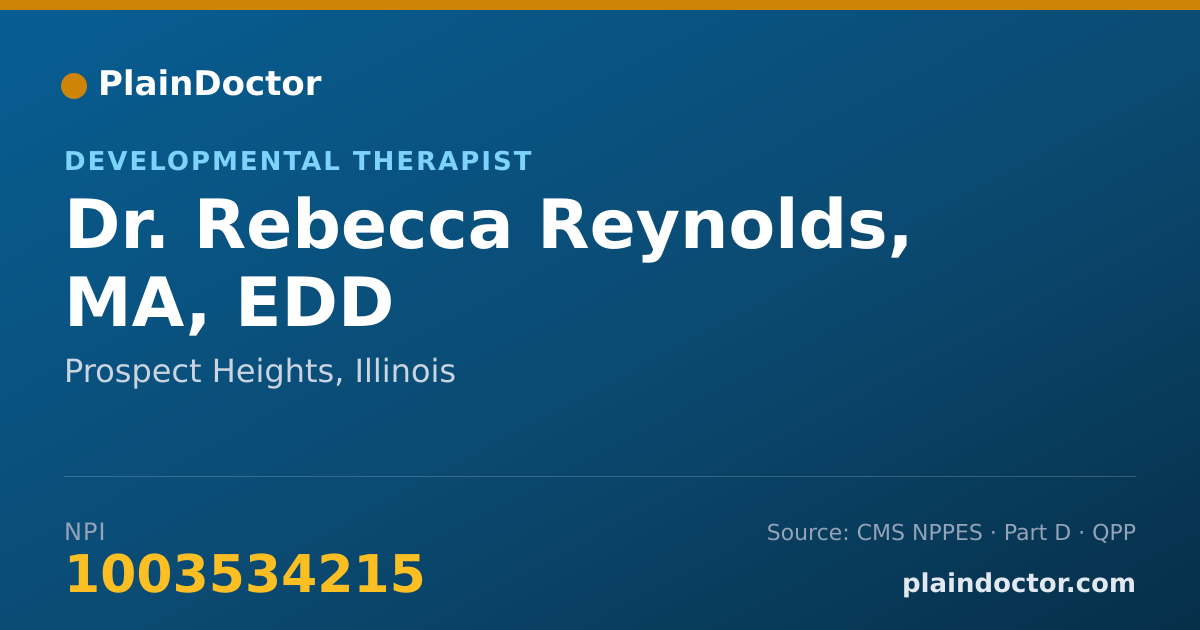 Shareable card for Rebecca Reynolds, MA, EDD - Developmental Therapist, Prospect Heights, IL