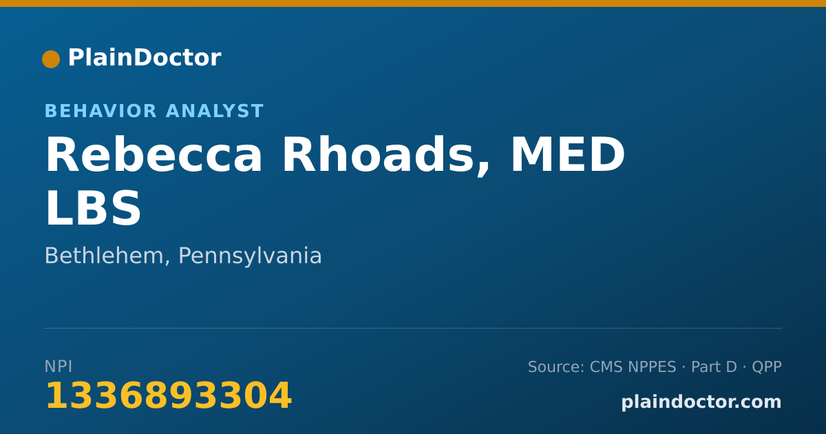 Shareable card for Rebecca Rhoads, MED LBS - Behavior Analyst, Bethlehem, PA