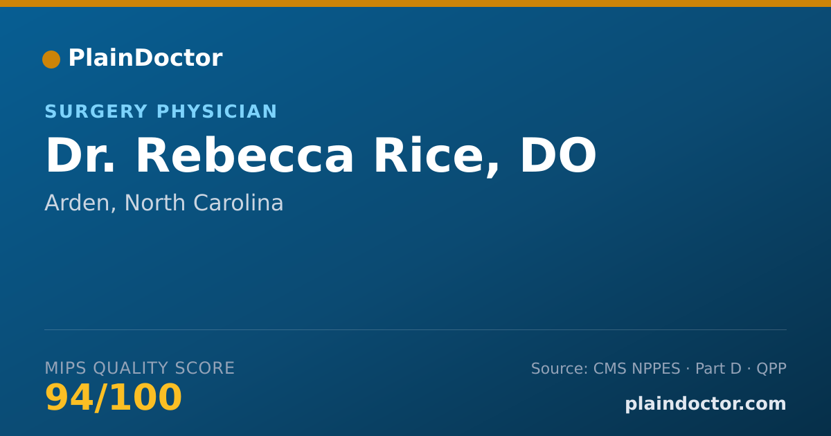 Shareable card for Rebecca Rice, DO - Surgery Physician, Arden, NC