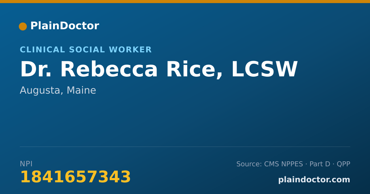 Shareable card for Rebecca Rice, LCSW - Clinical Social Worker, Augusta, ME