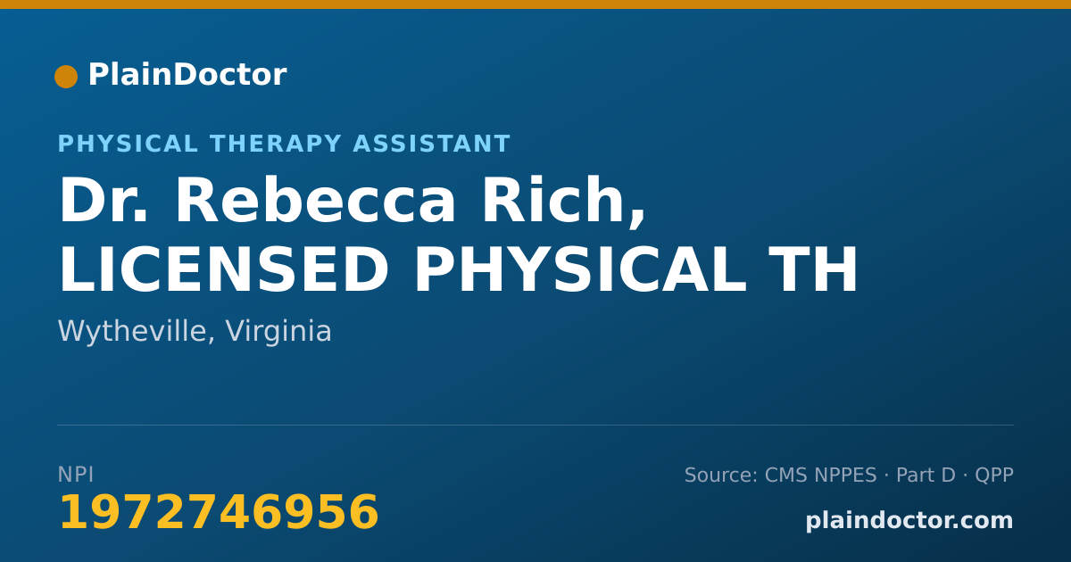 Shareable card for Rebecca Rich, LICENSED PHYSICAL TH - Physical Therapy Assistant, Wytheville, VA