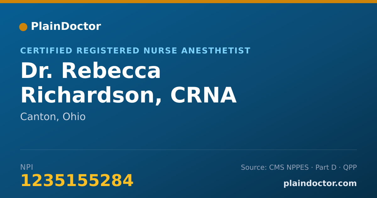 Shareable card for Rebecca Richardson, CRNA - Certified Registered Nurse Anesthetist, Canton, OH