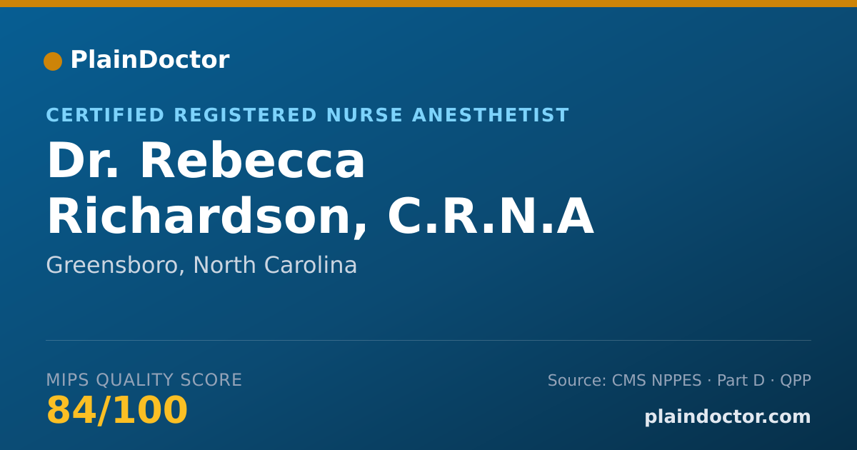 Shareable card for Rebecca Richardson, C.R.N.A - Certified Registered Nurse Anesthetist, Greensboro, NC