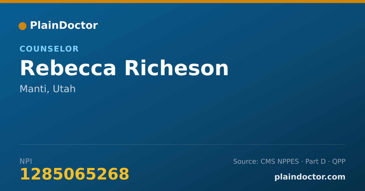 Shareable card for Rebecca Richeson - Counselor, Manti, UT