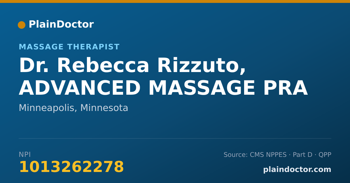 Shareable card for Rebecca Rizzuto, ADVANCED MASSAGE PRA - Massage Therapist, Minneapolis, MN