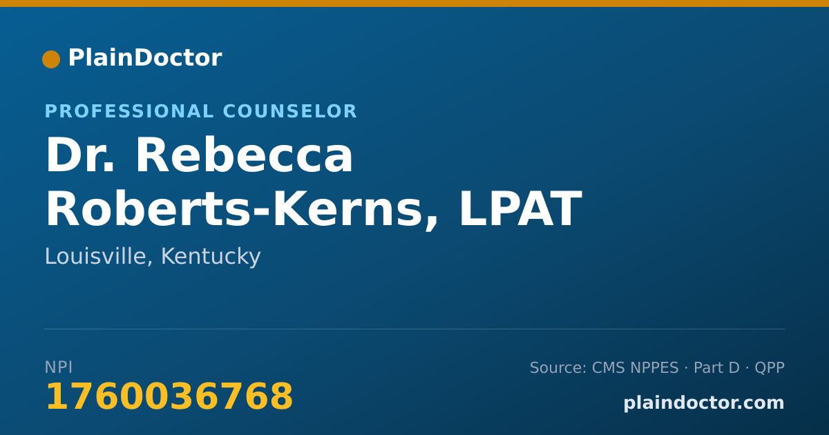 Shareable card for Rebecca Roberts-Kerns, LPAT - Professional Counselor, Louisville, KY