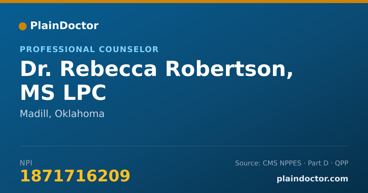 Shareable card for Rebecca Robertson, MS LPC - Professional Counselor, Madill, OK