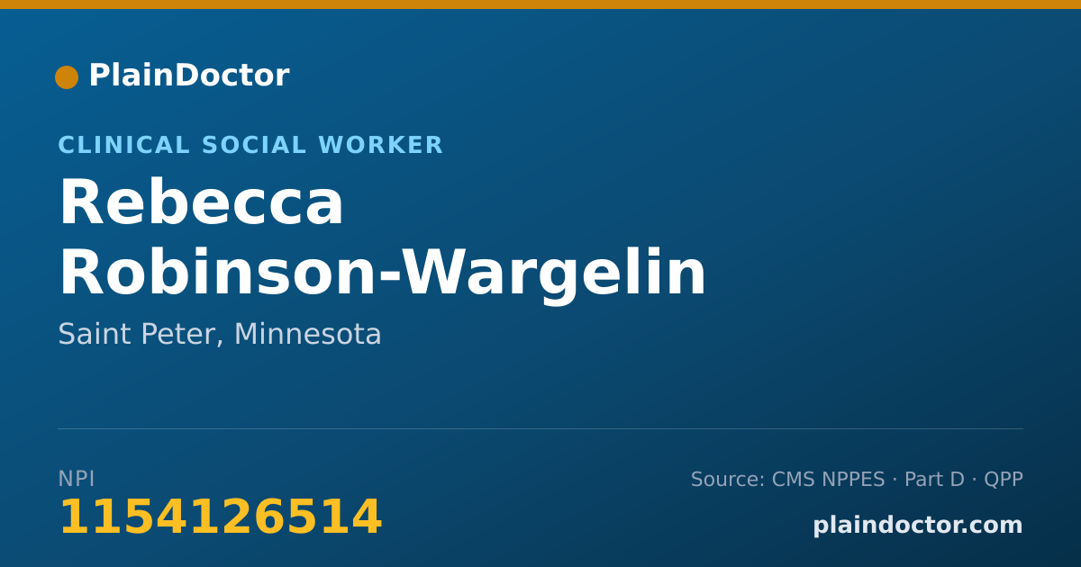 Shareable card for Rebecca Robinson-Wargelin - Clinical Social Worker, Saint Peter, MN