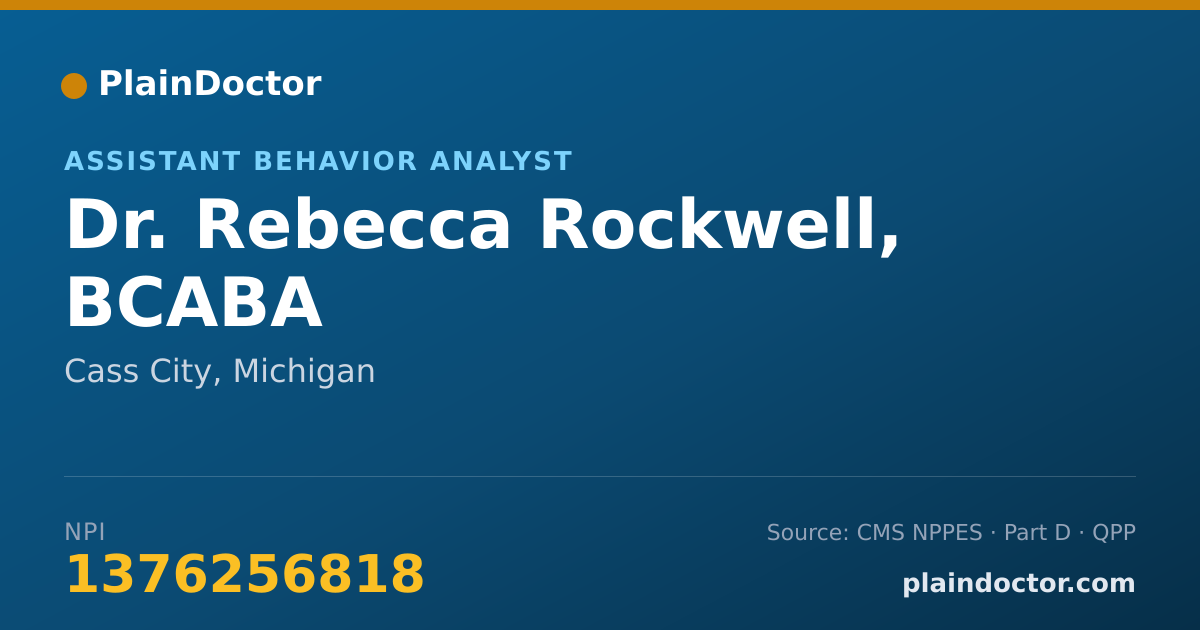 Shareable card for Rebecca Rockwell, BCABA - Assistant Behavior Analyst, Cass City, MI
