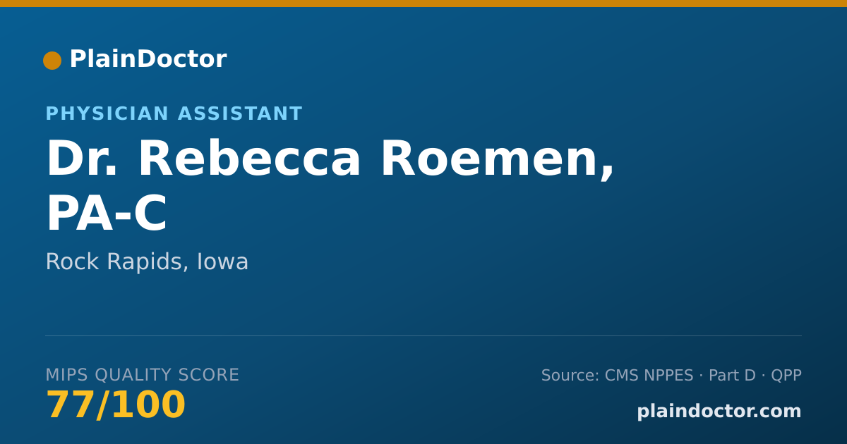 Shareable card for Rebecca Roemen, PA-C - Physician Assistant, Rock Rapids, IA