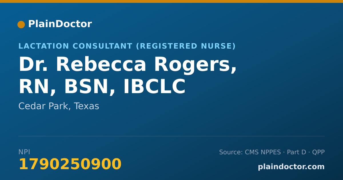 Shareable card for Rebecca Rogers, RN, BSN, IBCLC - Lactation Consultant (Registered Nurse), Cedar Park, TX