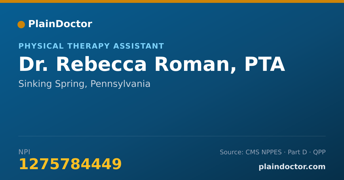 Shareable card for Rebecca Roman, PTA - Physical Therapy Assistant, Sinking Spring, PA