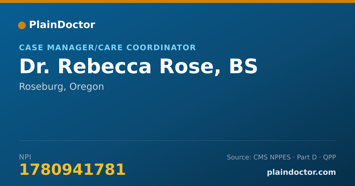 Shareable card for Rebecca Rose, BS - Case Manager/Care Coordinator, Roseburg, OR