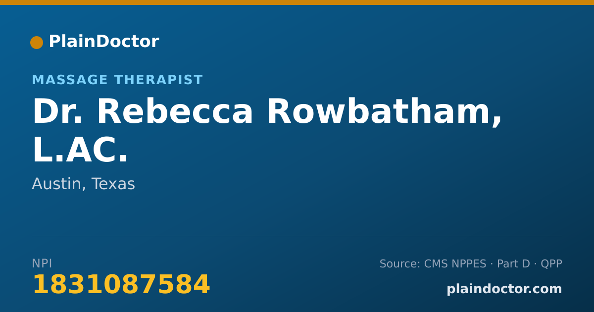 Shareable card for Rebecca Rowbatham, L.AC. - Massage Therapist, Austin, TX