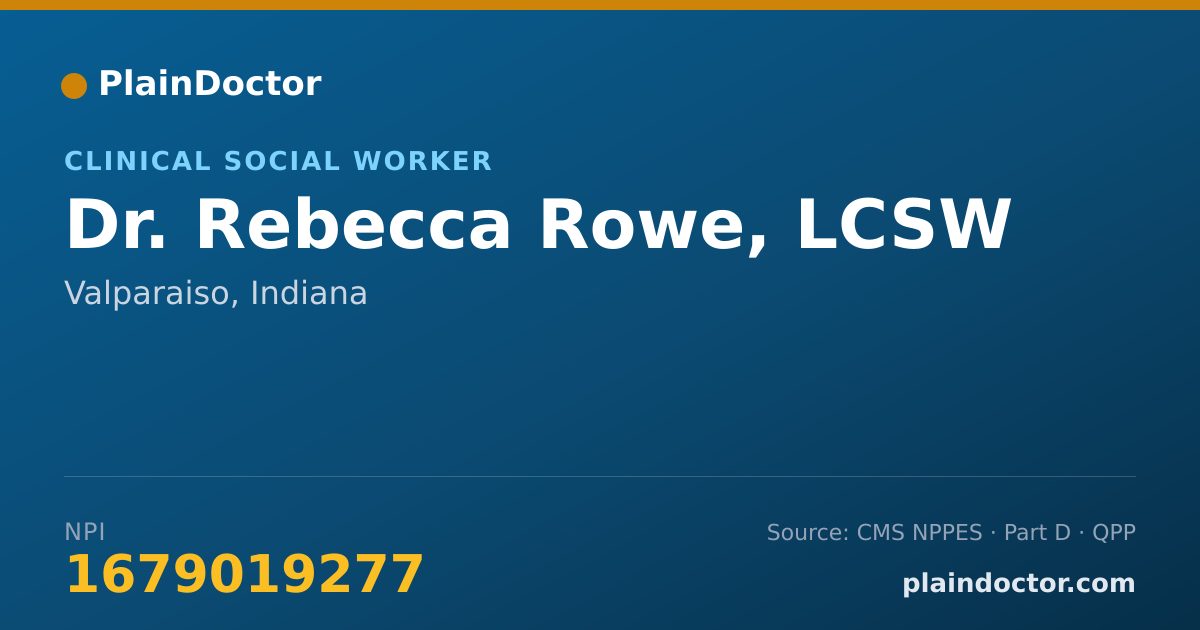 Shareable card for Rebecca Rowe, LCSW - Clinical Social Worker, Valparaiso, IN