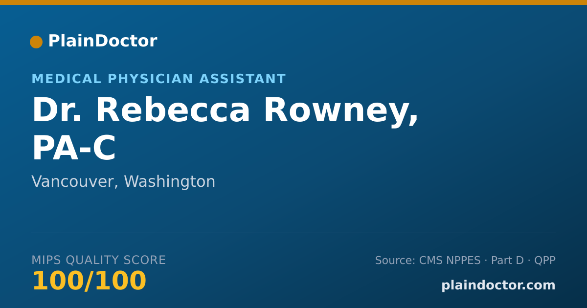 Shareable card for Rebecca Rowney, PA-C - Medical Physician Assistant, Vancouver, WA