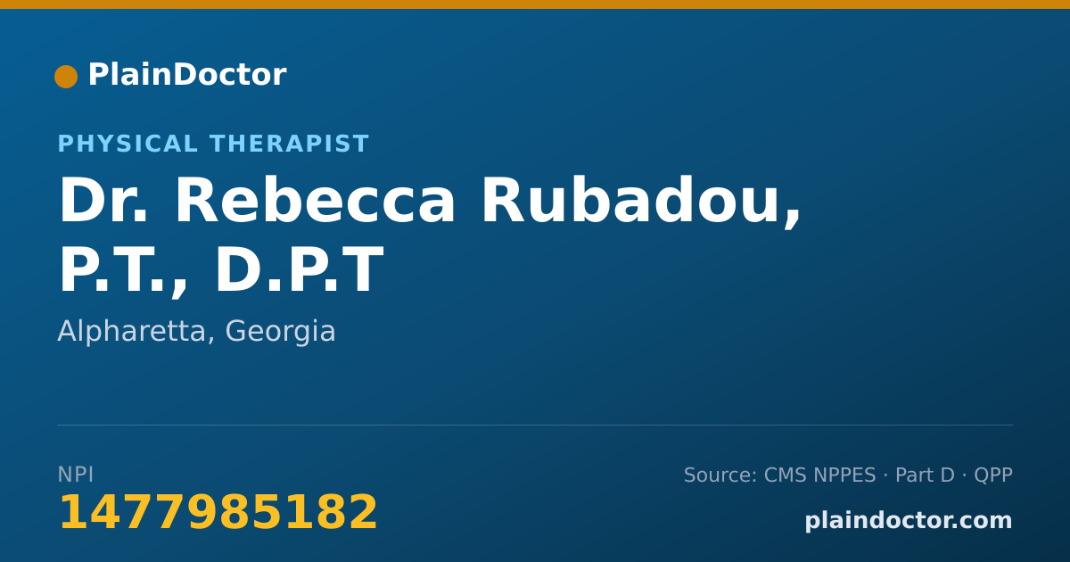 Shareable card for Rebecca Rubadou, P.T., D.P.T - Physical Therapist, Alpharetta, GA