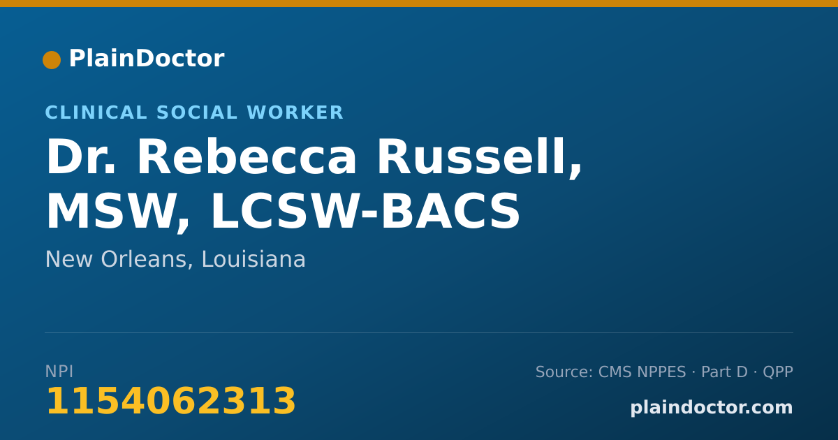 Shareable card for Rebecca Russell, MSW, LCSW-BACS - Clinical Social Worker, New Orleans, LA