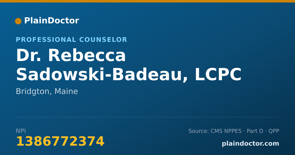 Shareable card for Rebecca Sadowski-Badeau, LCPC - Professional Counselor, Bridgton, ME