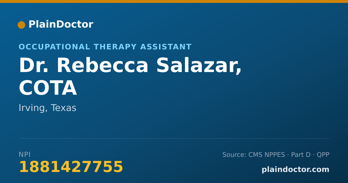 Shareable card for Rebecca Salazar, COTA - Occupational Therapy Assistant, Irving, TX