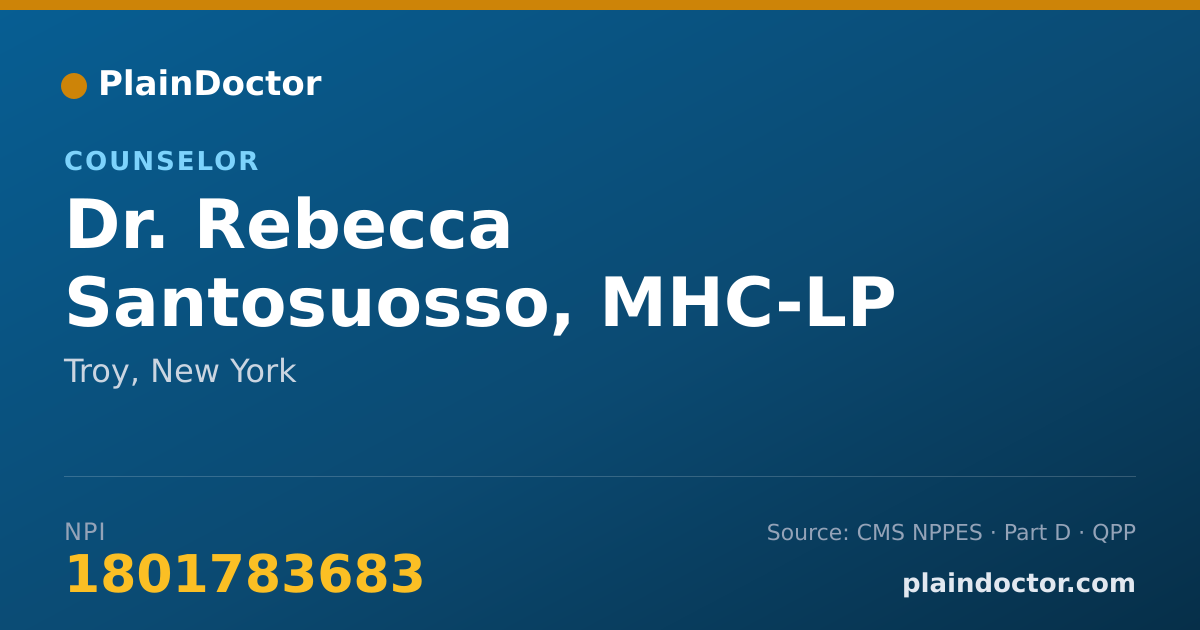 Shareable card for Rebecca Santosuosso, MHC-LP - Counselor, Troy, NY