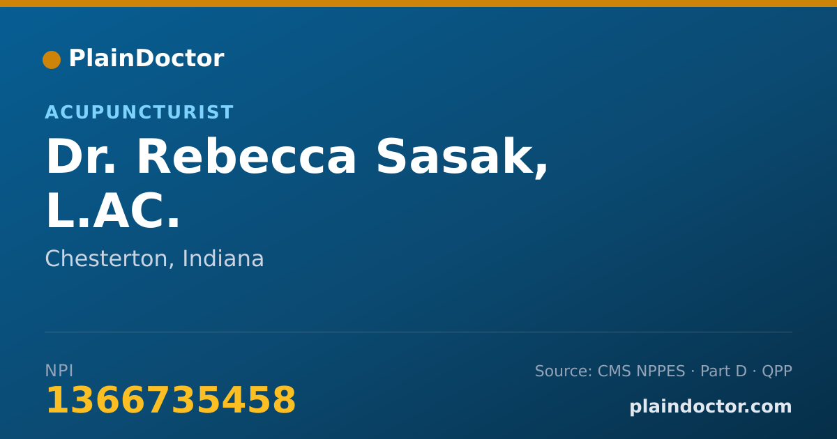 Shareable card for Rebecca Sasak, L.AC. - Acupuncturist, Chesterton, IN
