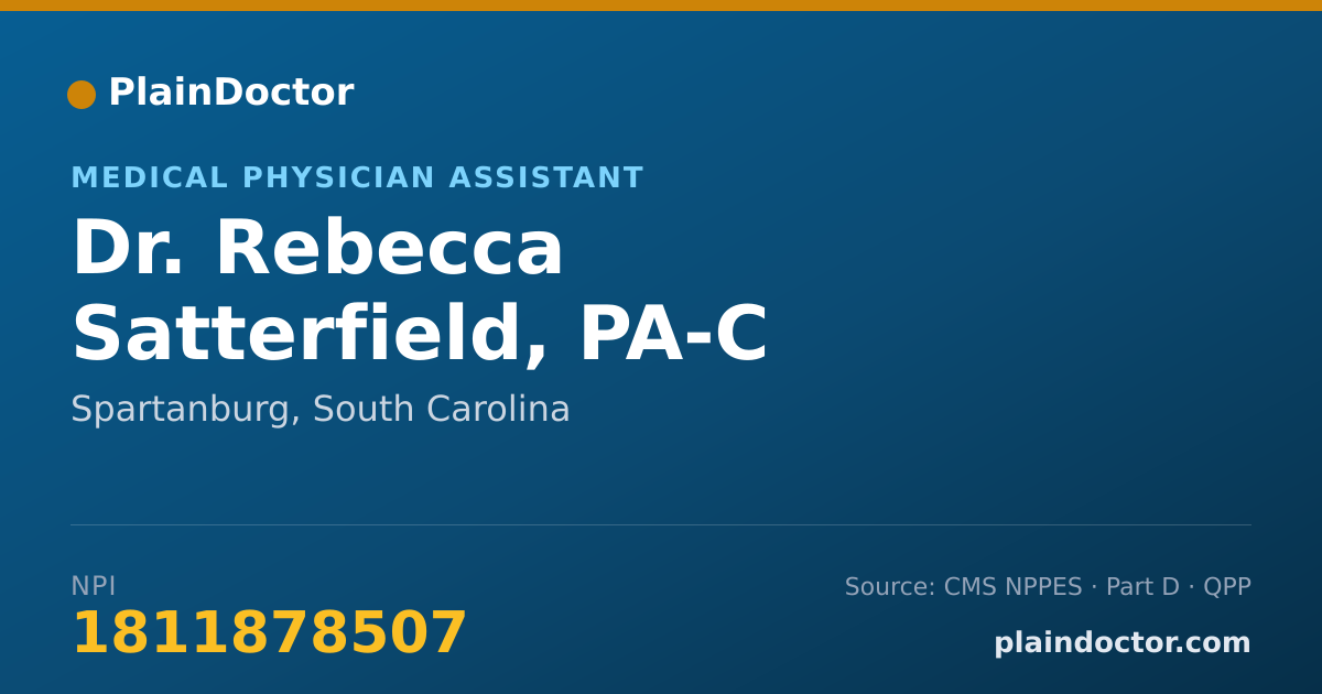 Shareable card for Rebecca Satterfield, PA-C - Medical Physician Assistant, Spartanburg, SC
