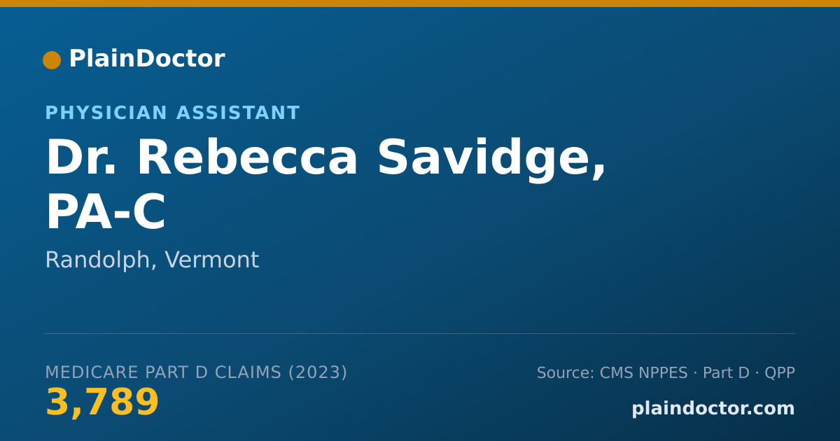 Shareable card for Rebecca Savidge, PA-C - Physician Assistant, Randolph, VT