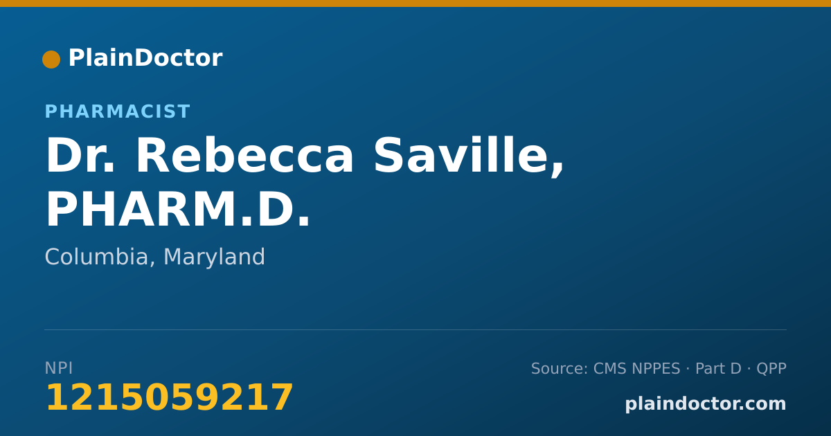 Shareable card for Rebecca Saville, PHARM.D. - Pharmacist, Columbia, MD