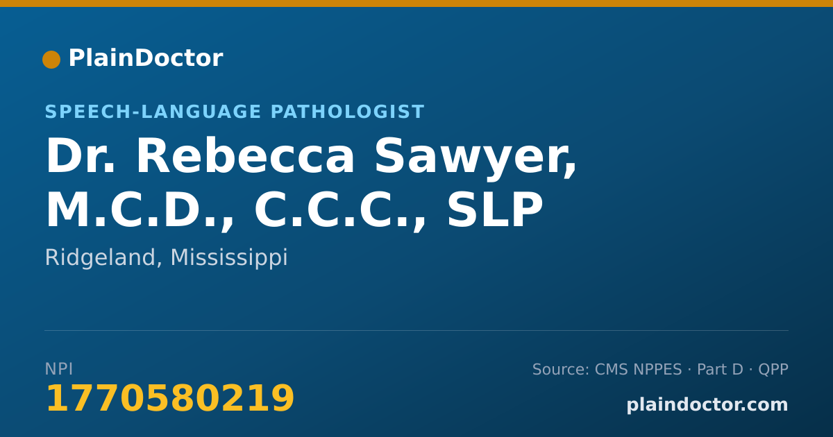 Shareable card for Rebecca Sawyer, M.C.D., C.C.C., SLP - Speech-Language Pathologist, Ridgeland, MS