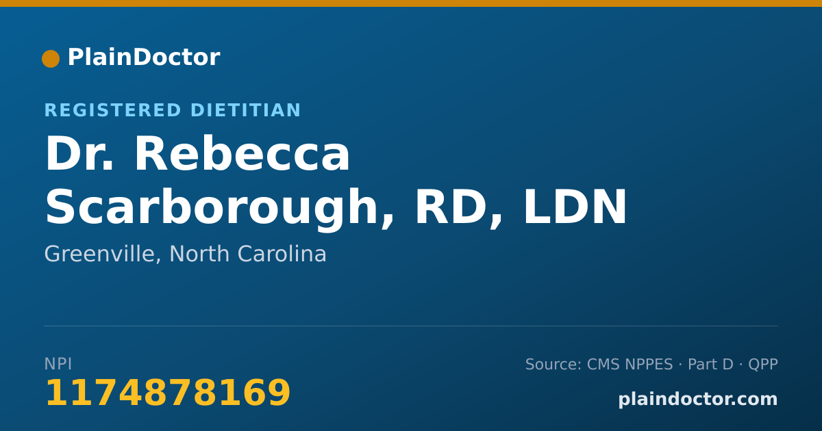 Shareable card for Rebecca Scarborough, RD, LDN - Registered Dietitian, Greenville, NC