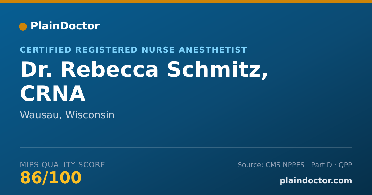 Shareable card for Rebecca Schmitz, CRNA - Certified Registered Nurse Anesthetist, Wausau, WI