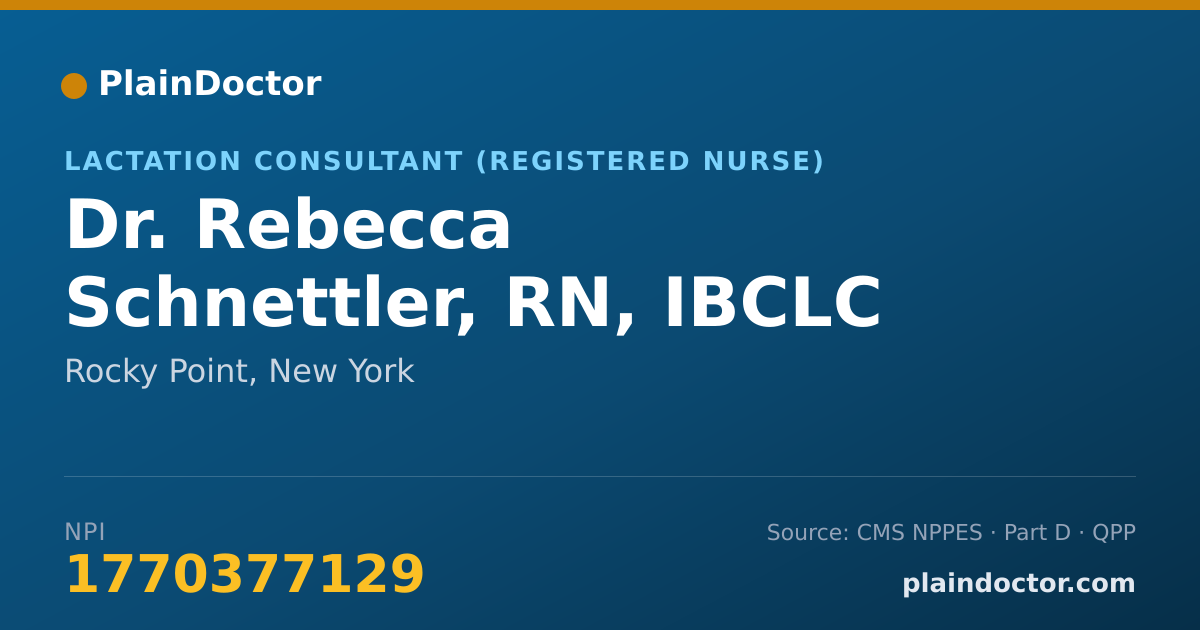 Shareable card for Rebecca Schnettler, RN, IBCLC - Lactation Consultant (Registered Nurse), Rocky Point, NY