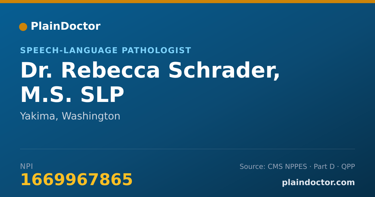 Shareable card for Rebecca Schrader, M.S. SLP - Speech-Language Pathologist, Yakima, WA