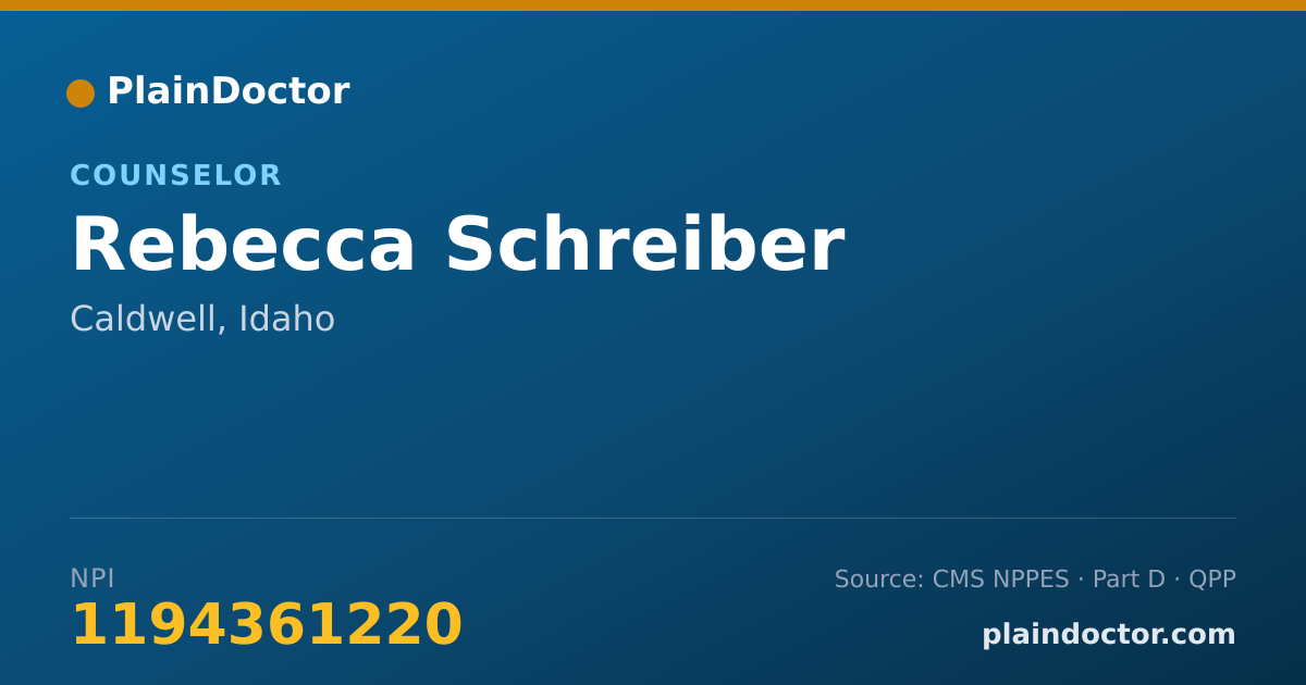 Shareable card for Rebecca Schreiber - Counselor, Caldwell, ID