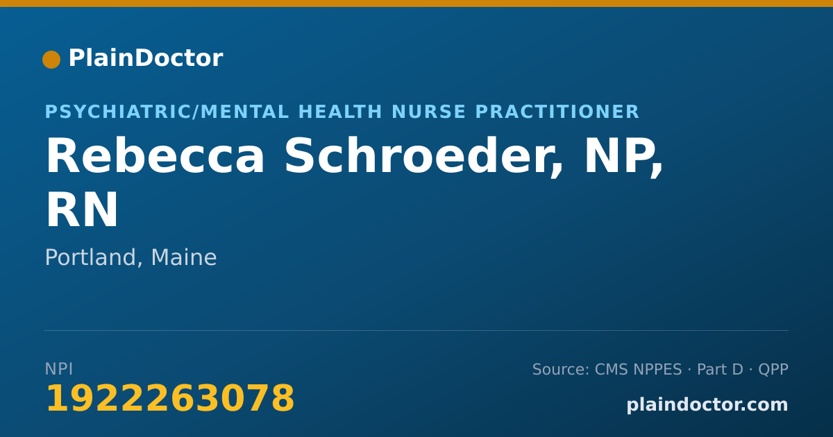 Shareable card for Rebecca Schroeder, NP, RN - Psychiatric/Mental Health Nurse Practitioner, Portland, ME